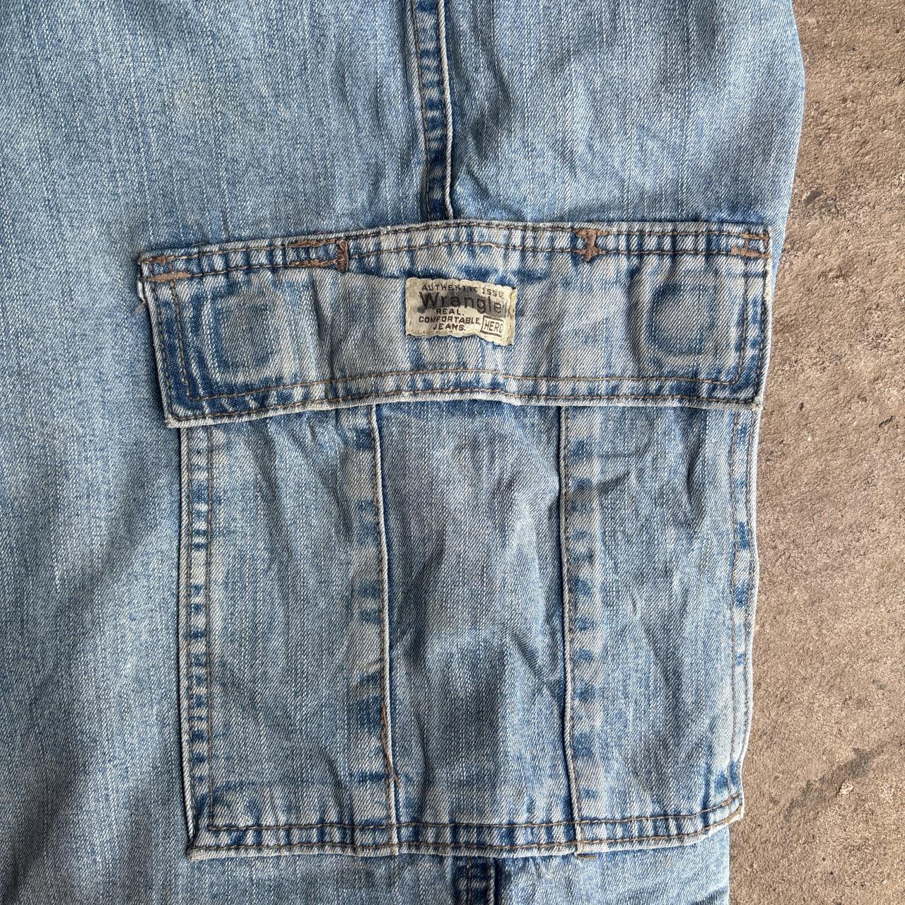 Blue Denim Wrangler Cargo Denim Jean Shorts