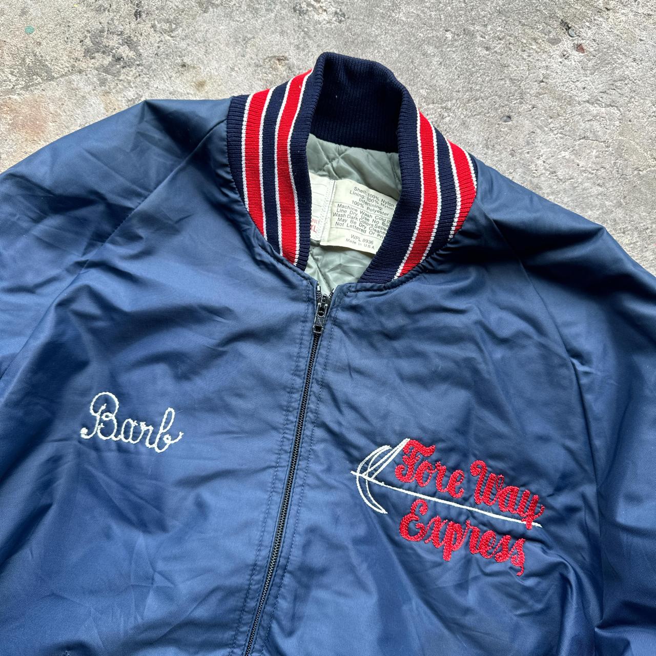 Navy blue vintage jacket with embroidered detailing