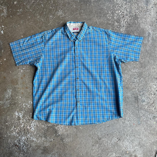 Blue Checkered Wrangler Short Sleeve Shirt