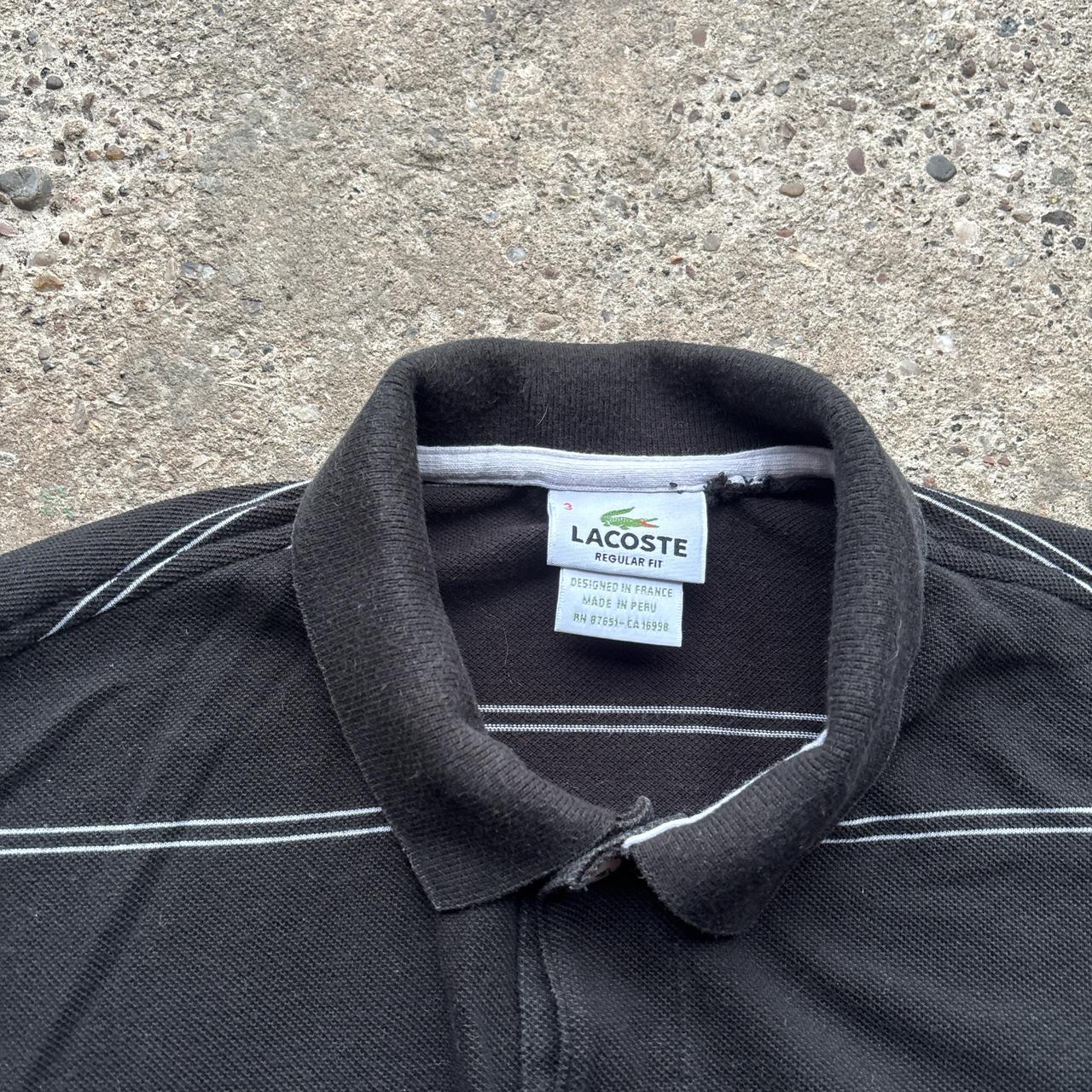 Black striped Lacoste polo shirt - S
