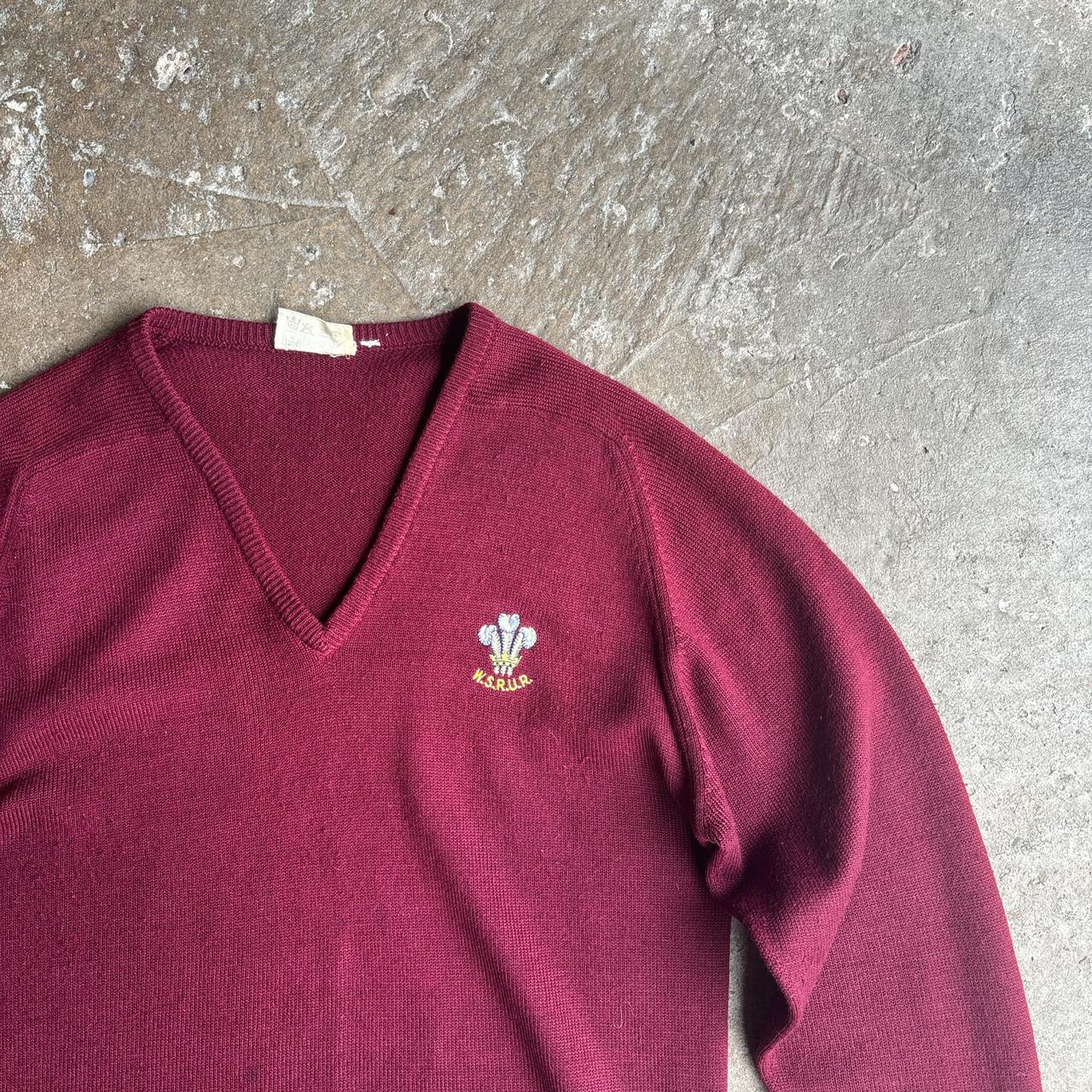 Burgundy Wales Rugby Union V-Neck Knitted Jumper