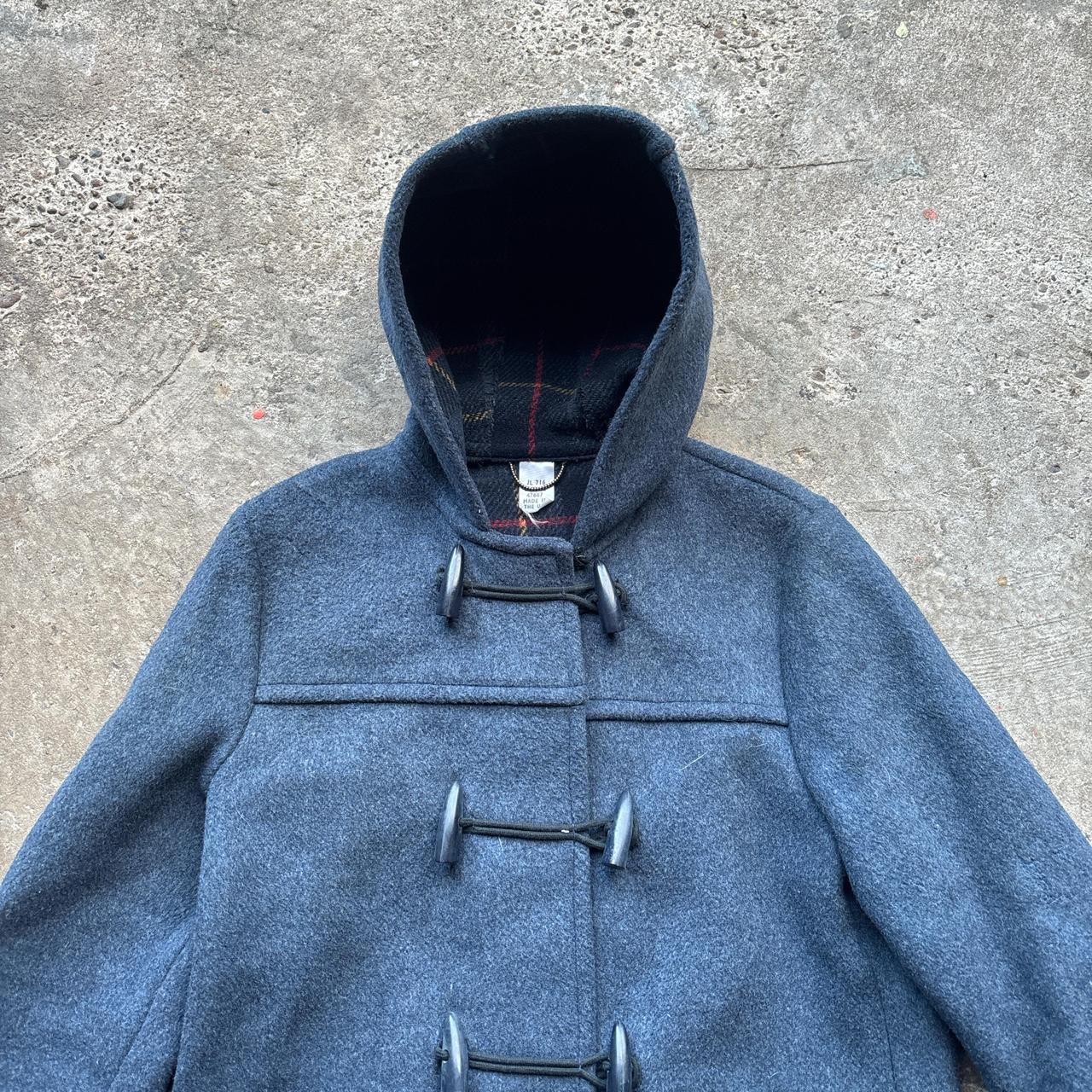 Vintage Blue wool Duffle Coat with flannel lining