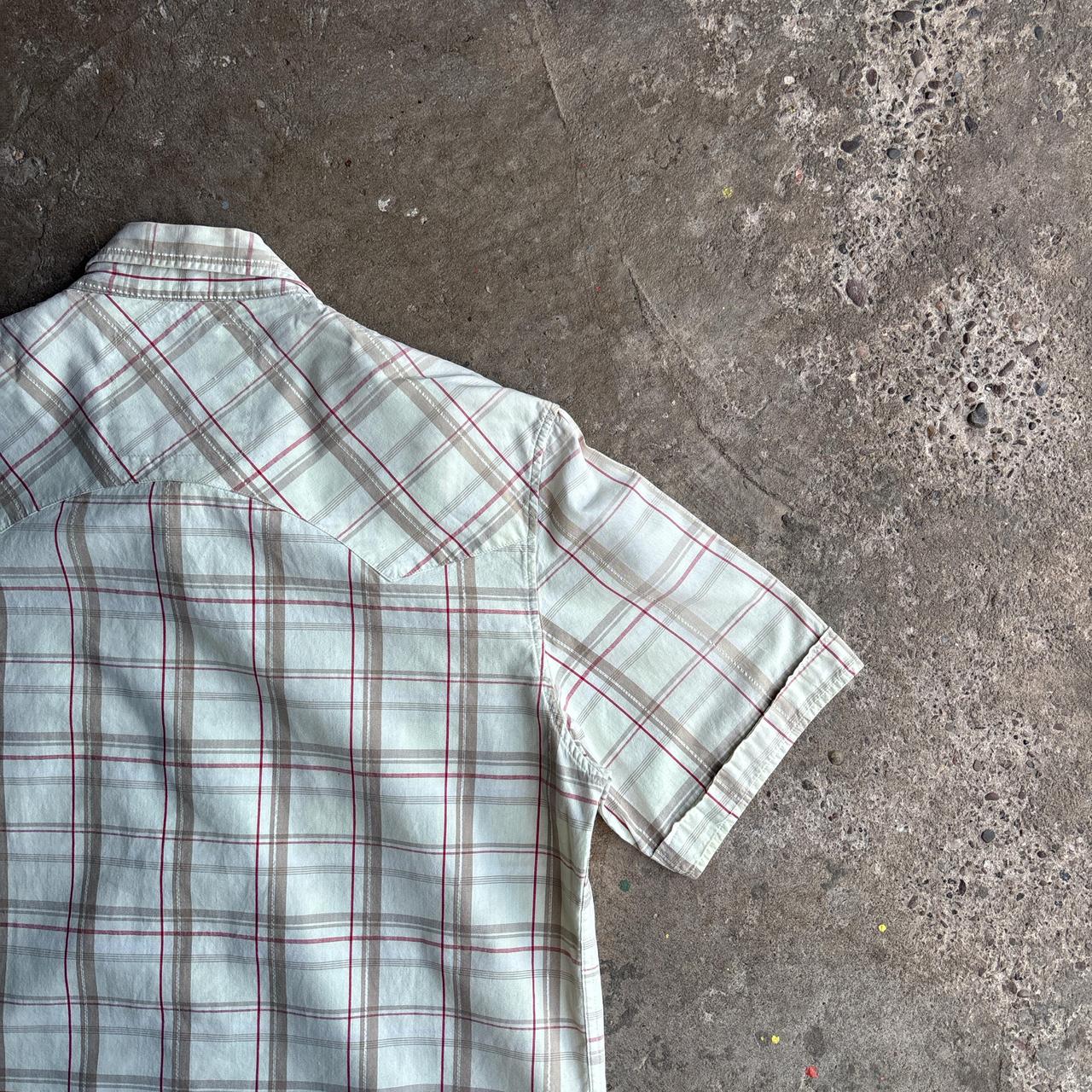 Checkered Cream Quiksilver Y2K Short Sleeve Shirt