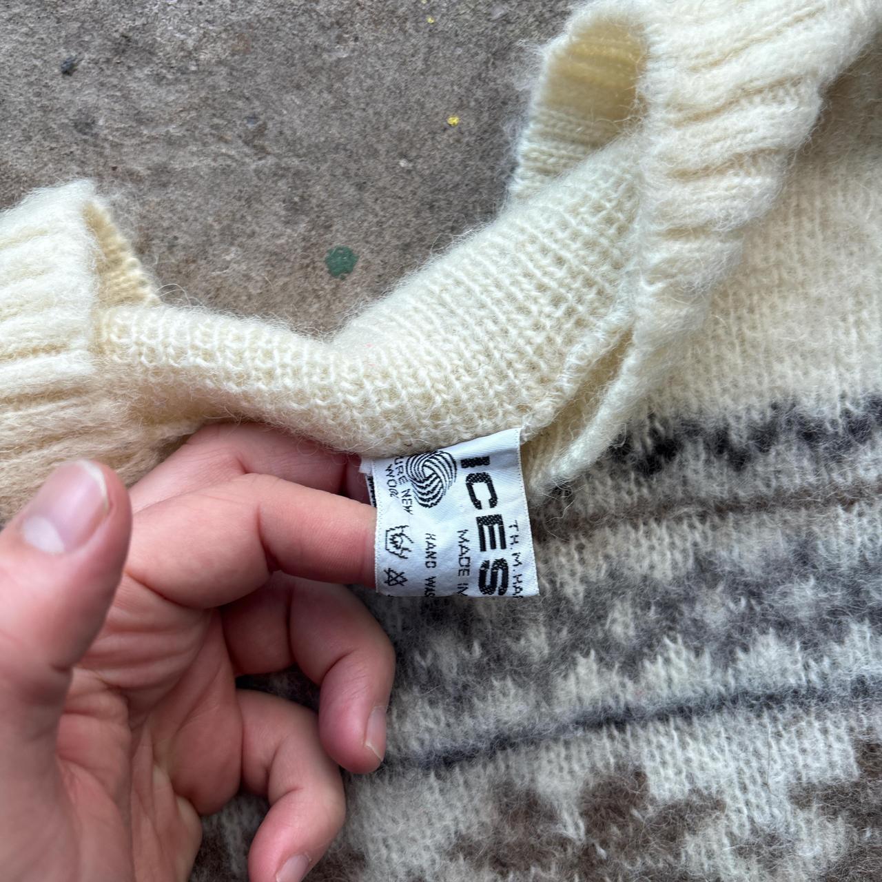 Vintage Cream Ice sheep knitted jumper with snowflake pattern