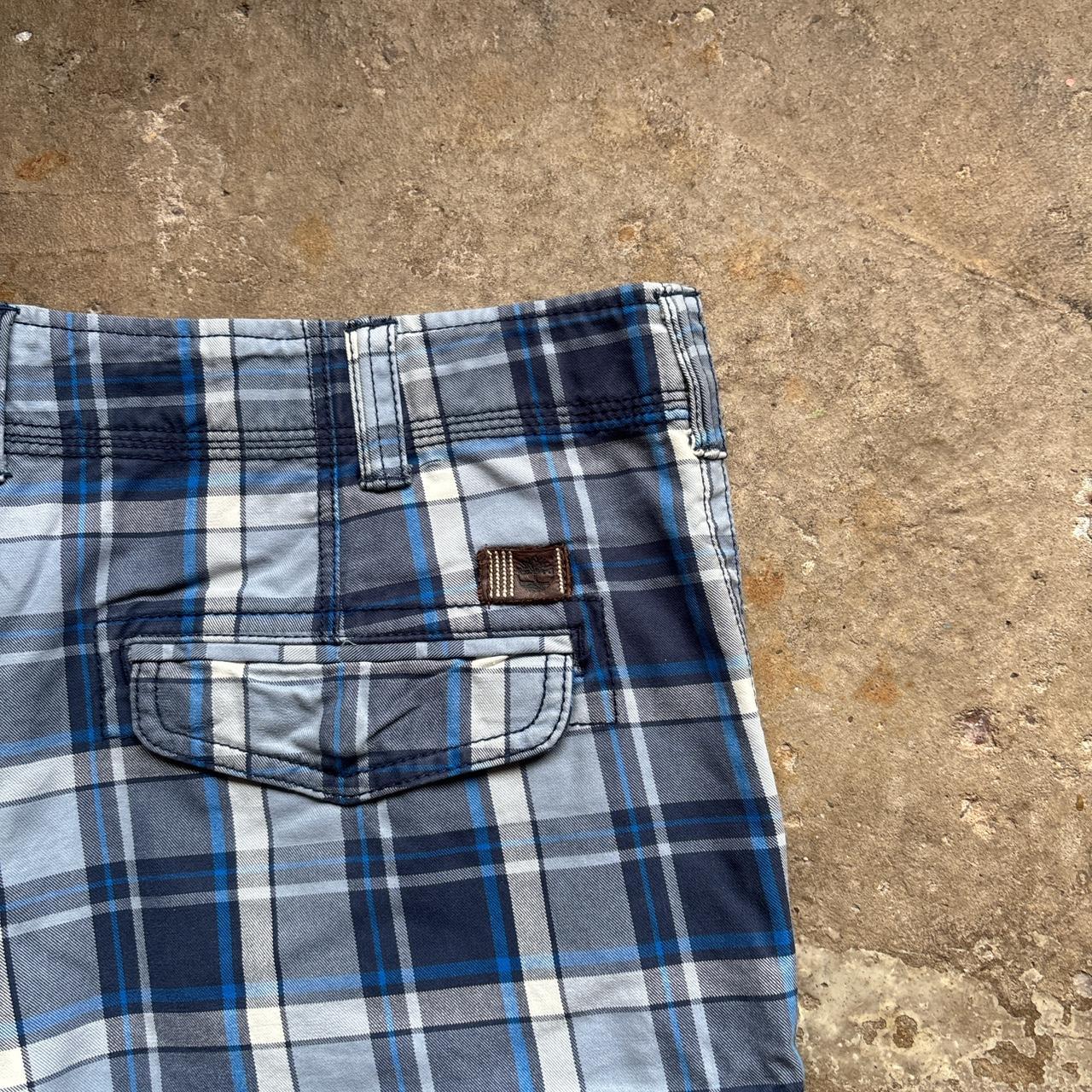Blue chequered Timberland cargo shorts