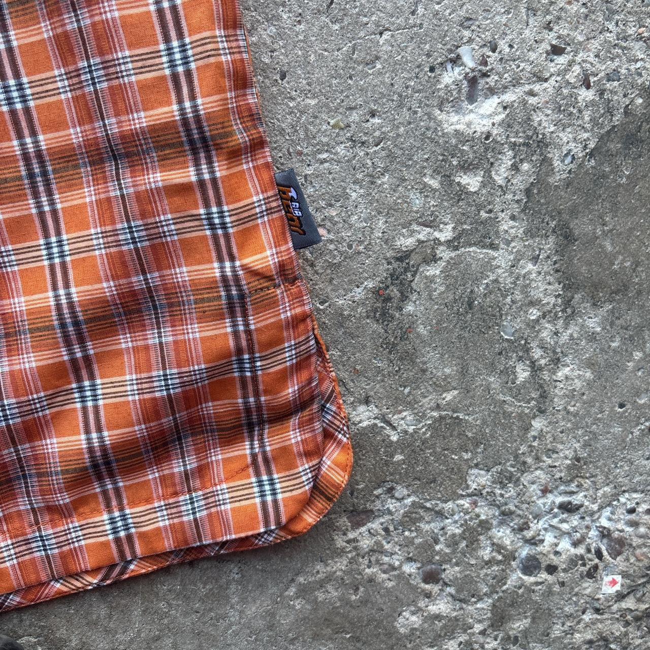 Orange chequered Big Bear short-sleeved shirt
