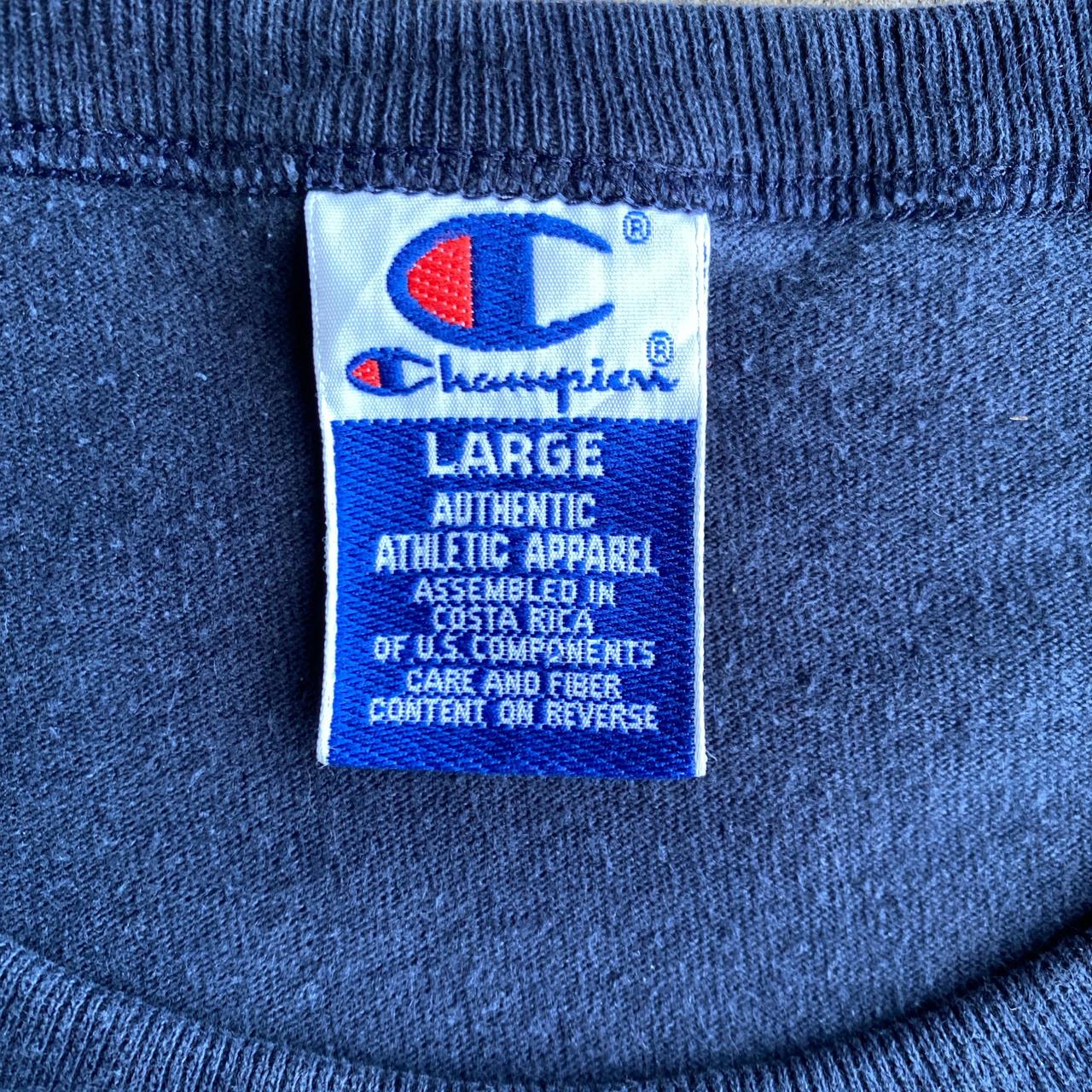 Vintage Navy Champion Embroidered Cotton T-Shirt - L