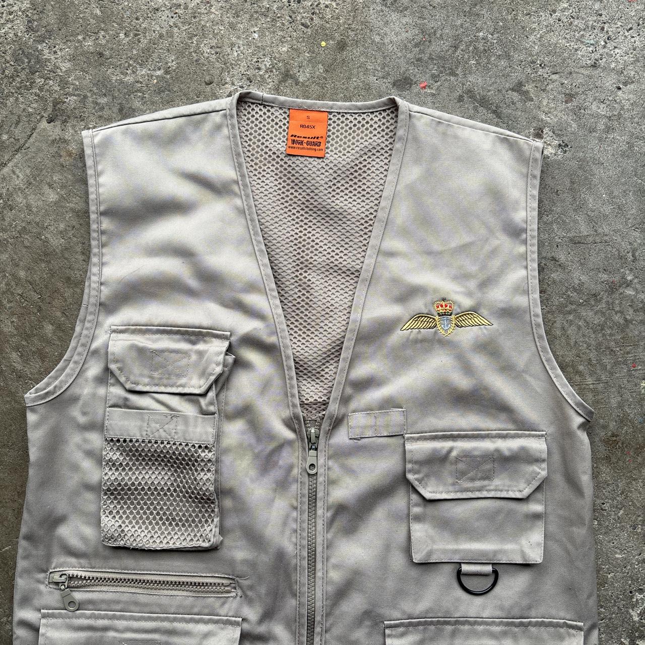 Vintage cream workwear vest with embroidered logo