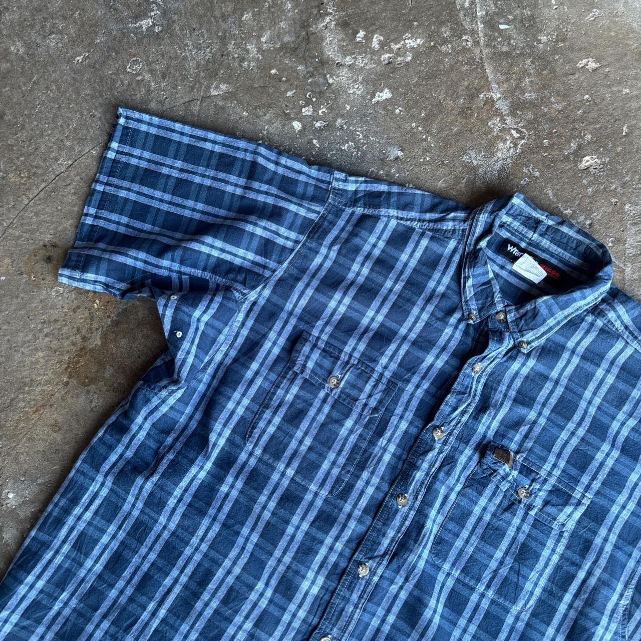 Blue Checkered Wrangler Short-Sleeve Shirt