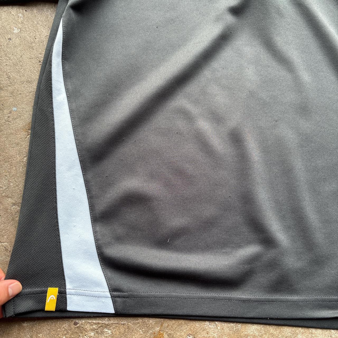 Grey and white Head quarter zip polo shirt - S