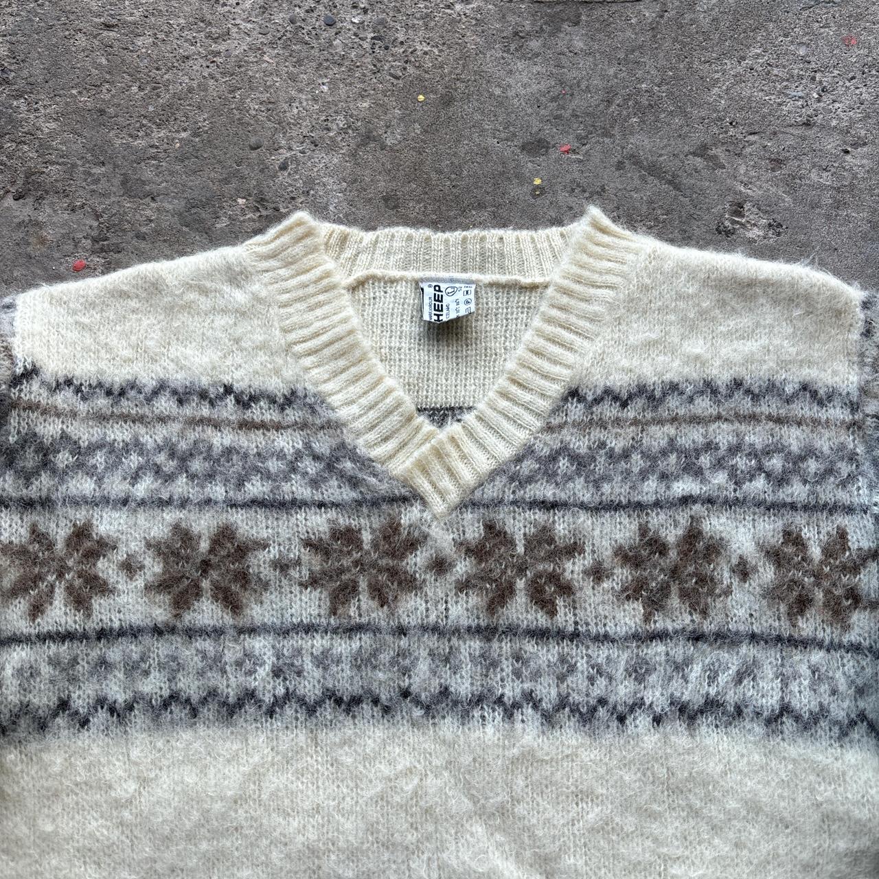 Vintage Cream Ice sheep knitted jumper with snowflake pattern