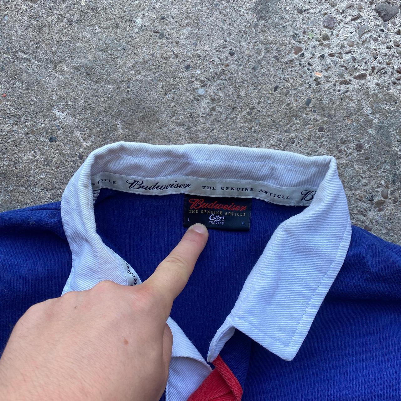 00s Blue Budweiser x Cotton Traders polo shirt - L