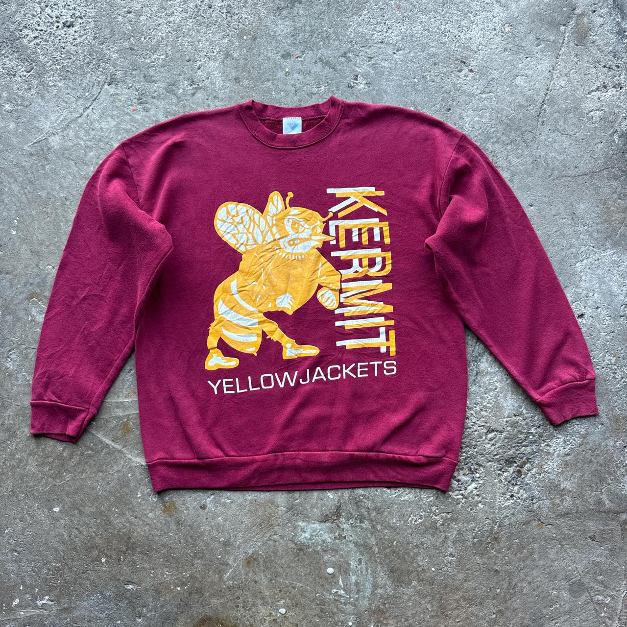 Burgundy sweatshirt with ‘Kermit Yellowjackets’ print