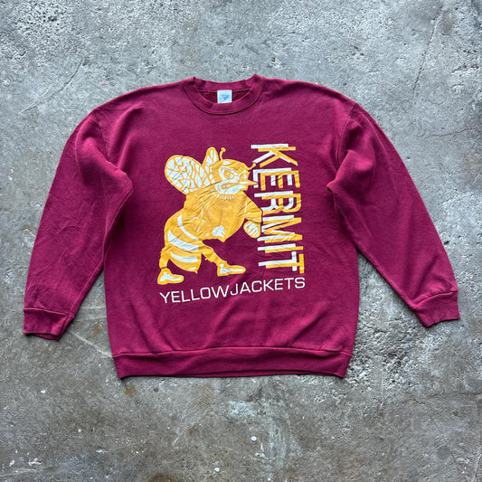 Burgundy sweatshirt with ‘Kermit Yellowjackets’ print