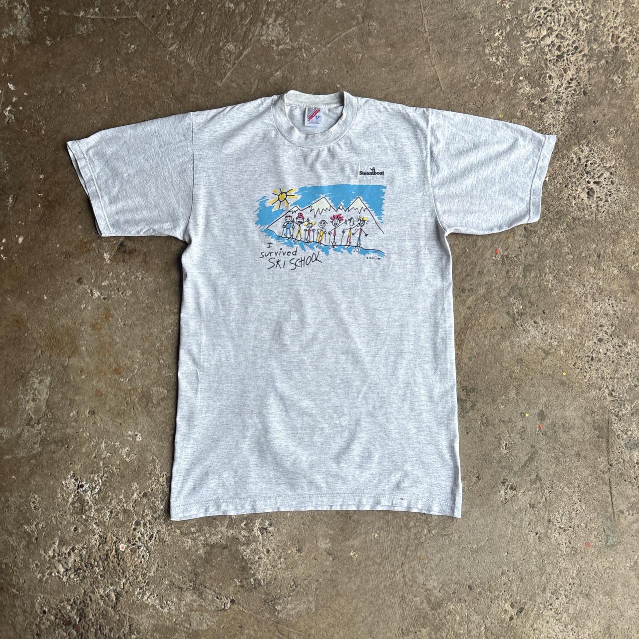 Vintage 1991 Light Grey Single Stitch Graphic T-Shirt - M