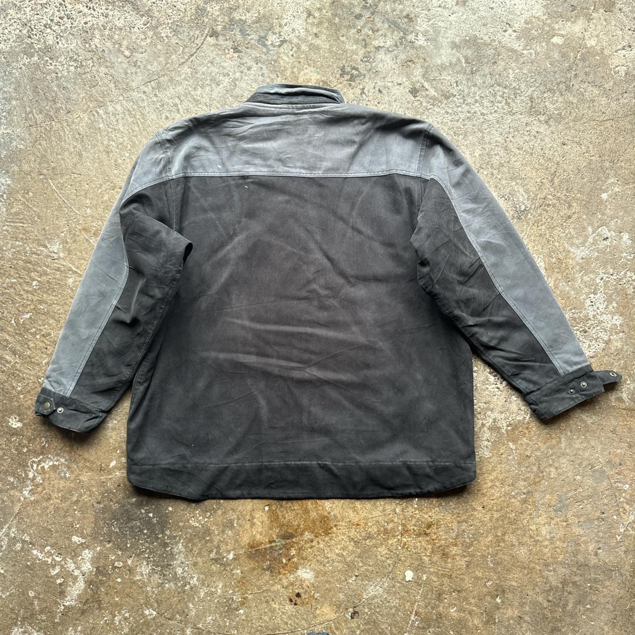 Grey and black workwear jacket with embroidered logos