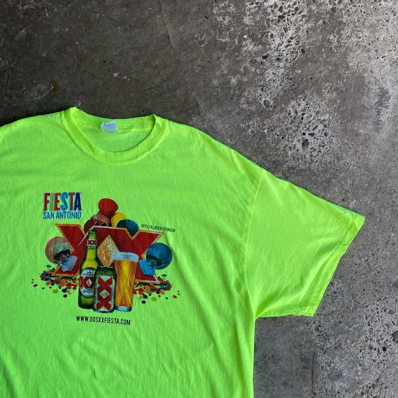 Vibrant Green Fiesta San Antonio Beer Graphic T-Shirt - 2XL