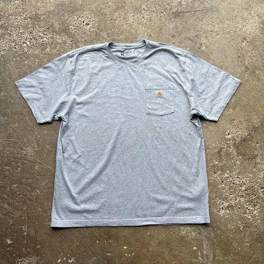 Grey Carhartt pocket tee with company logo at the back - XL