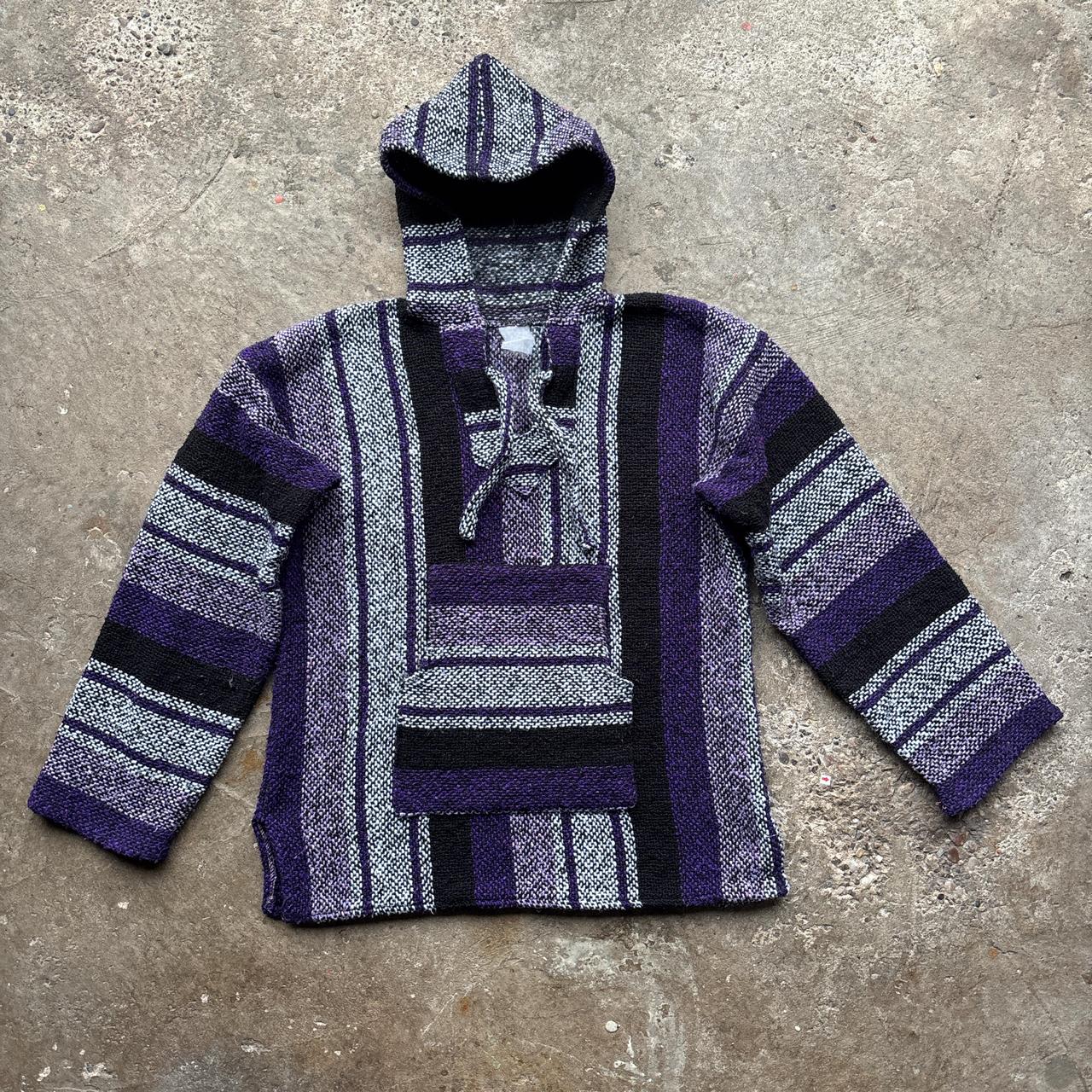Vintage purple, white and black baja smock