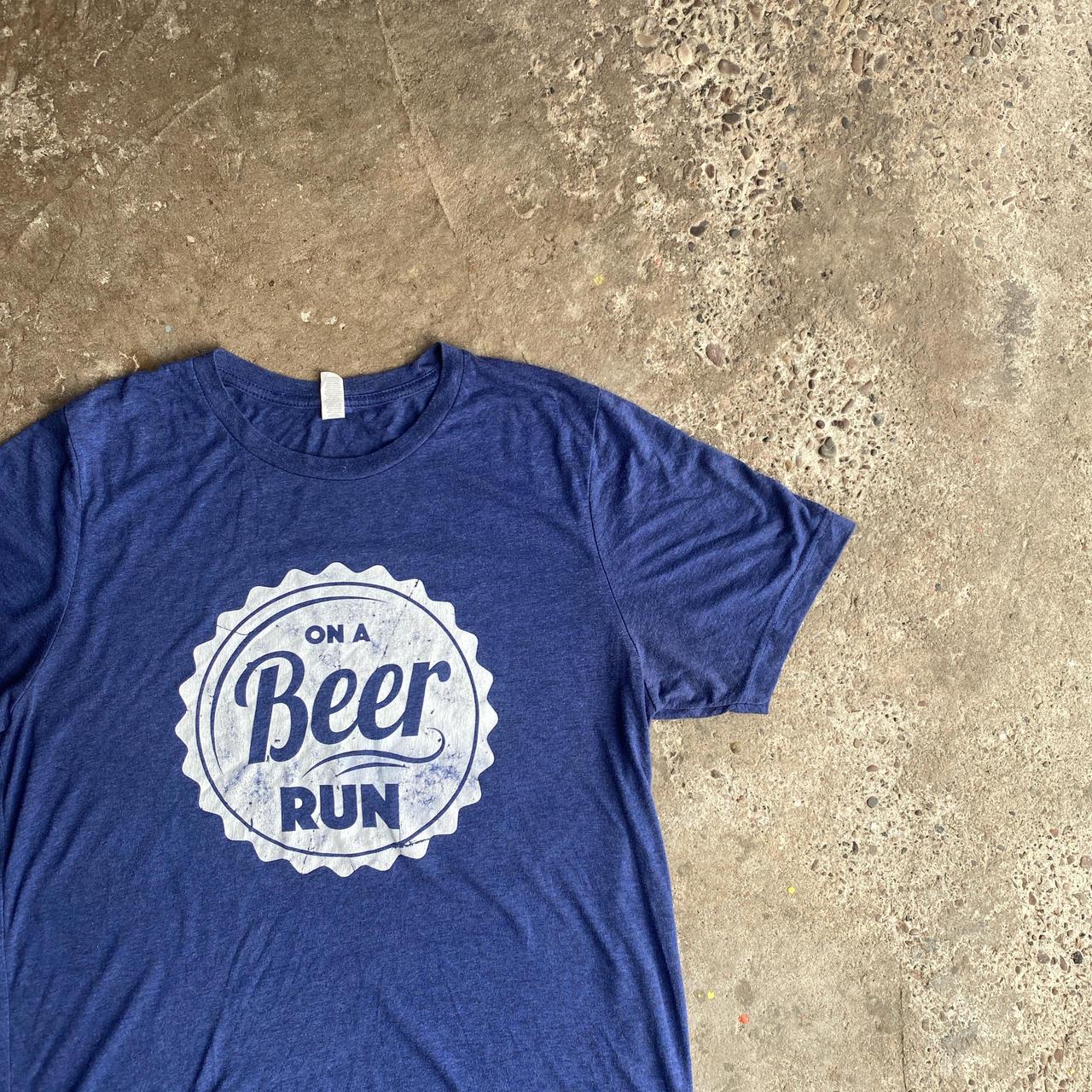 Blue Graphic Adidas Beer T-Shirt - L