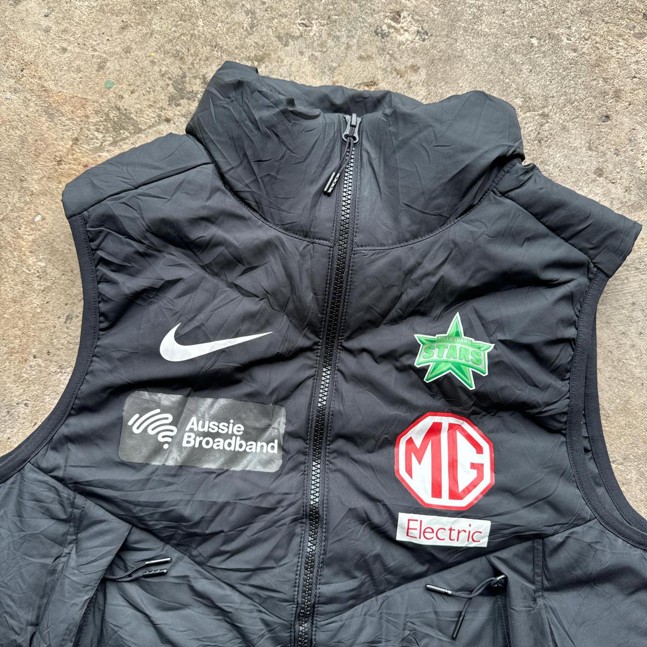 Black Nike puffer gilet with Melbourne Stars logo