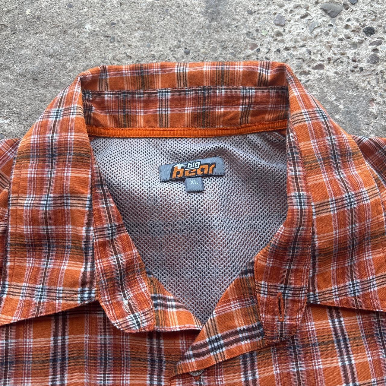 Orange chequered Big Bear short-sleeved shirt