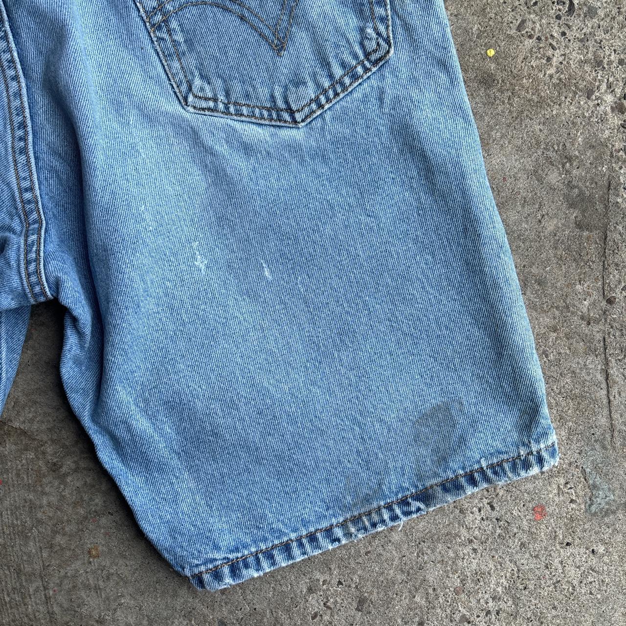 Light Blue Denim Paint Splattered Levi Jean Shorts