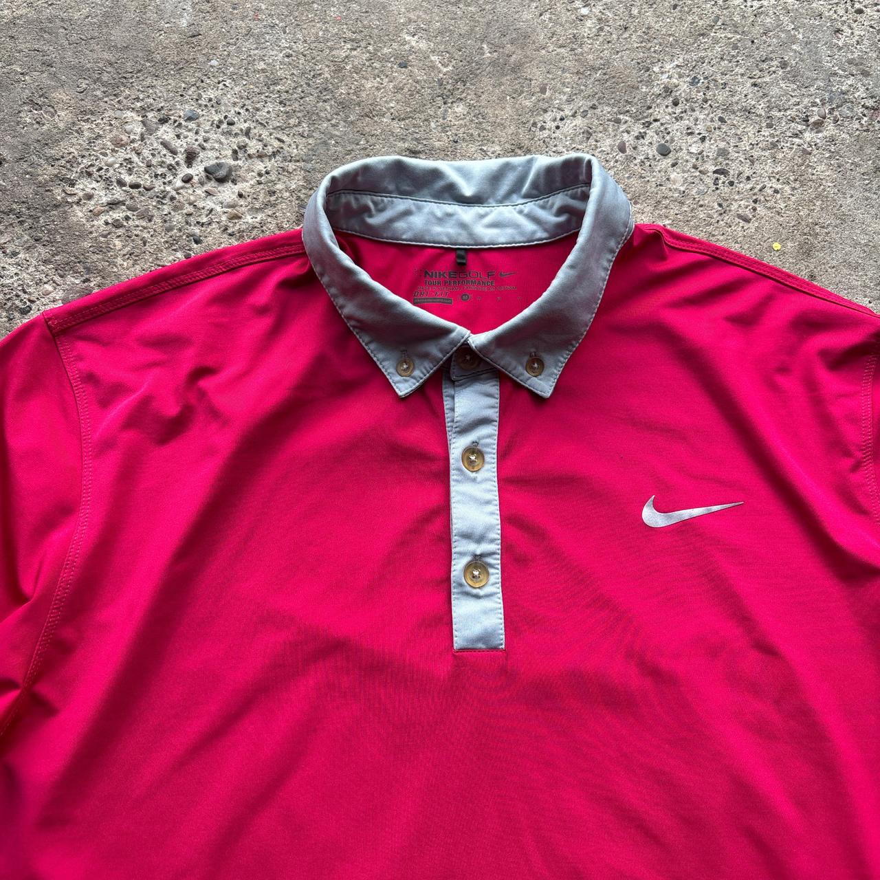 Pink and grey Nike Golf polo shirt - M