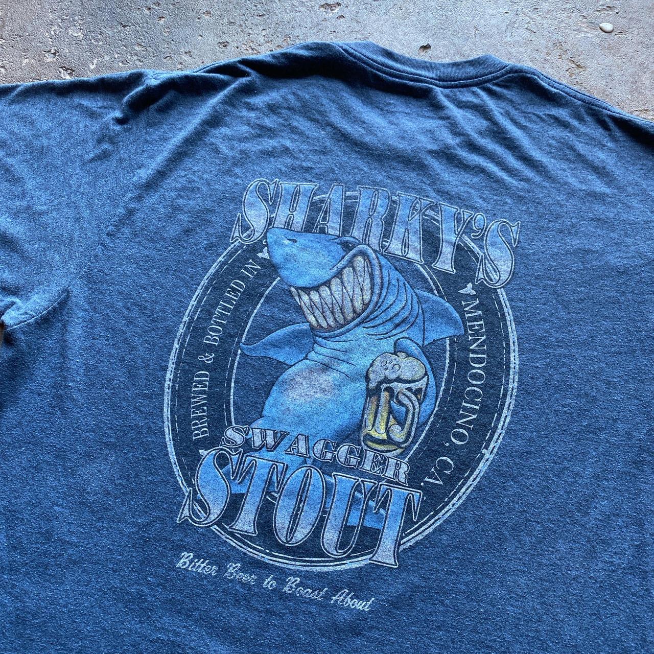 Blue “Sharky’s Swagger Stout” graphic tee
