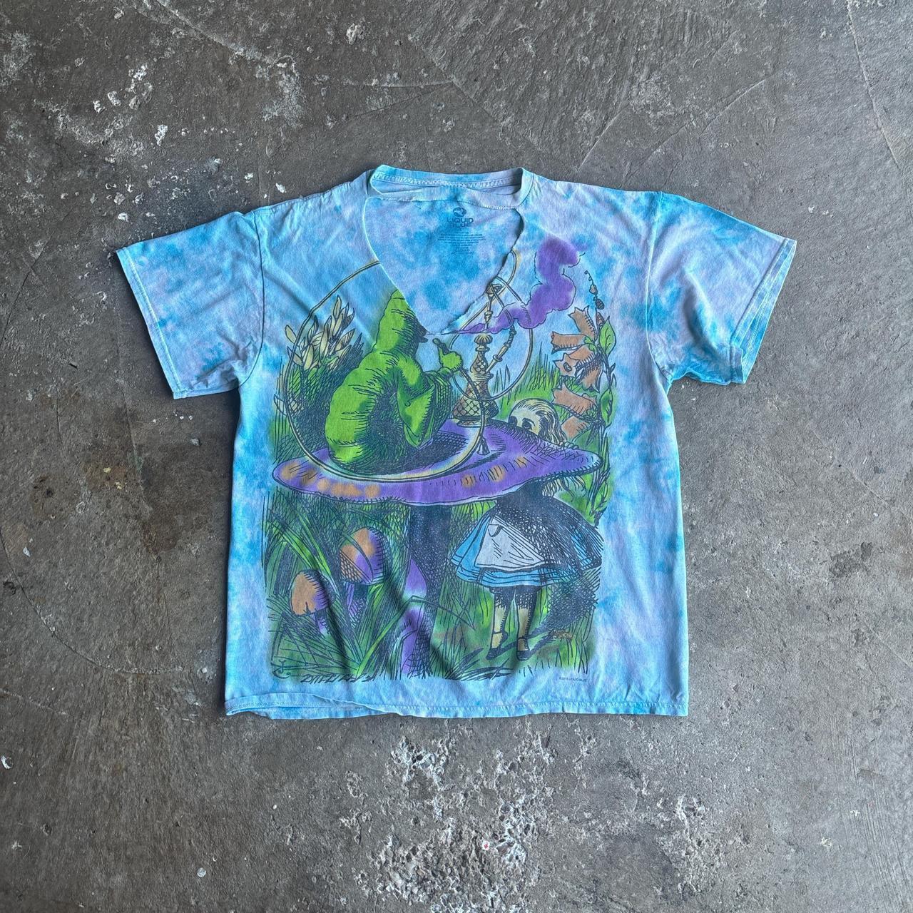 Liquid Blue Alice in the Wonderland Hookah Psychedelic Tie Dye T-shirt