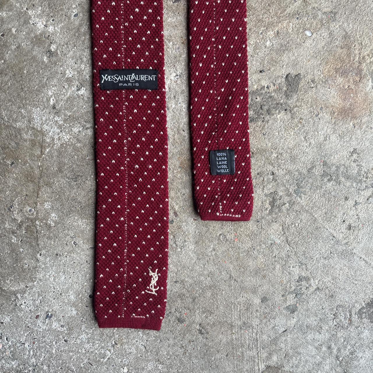 Burgundy Wool Yves Saint Laurent Patterned Tie