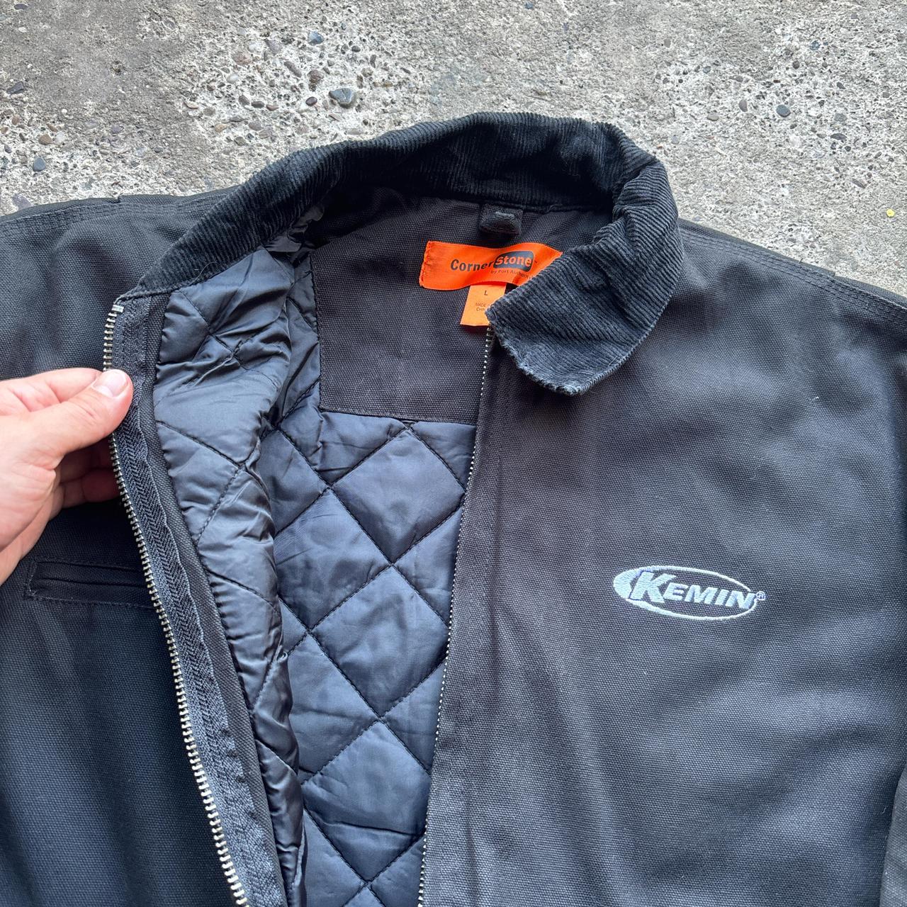 Black workwear jacket with corduroy collar - L