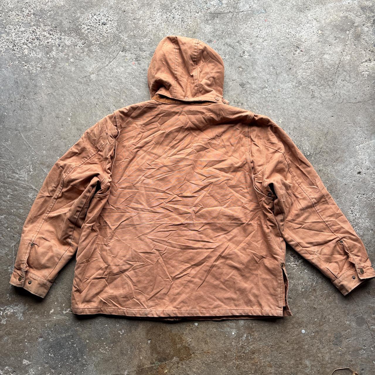 Wells Lamont Tan workwear jacket with corduroy collar and removable hood