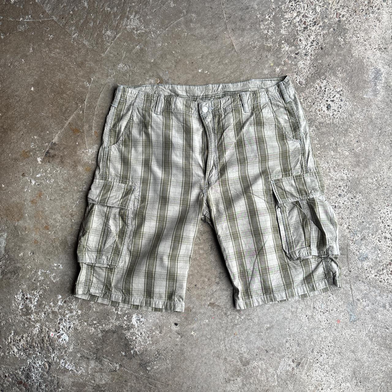 Green Checkered Levi’s Cargo Shorts