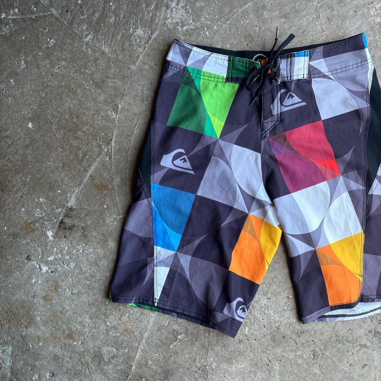 Multi-Coloured Quiksilver Checkered Design Board Shorts