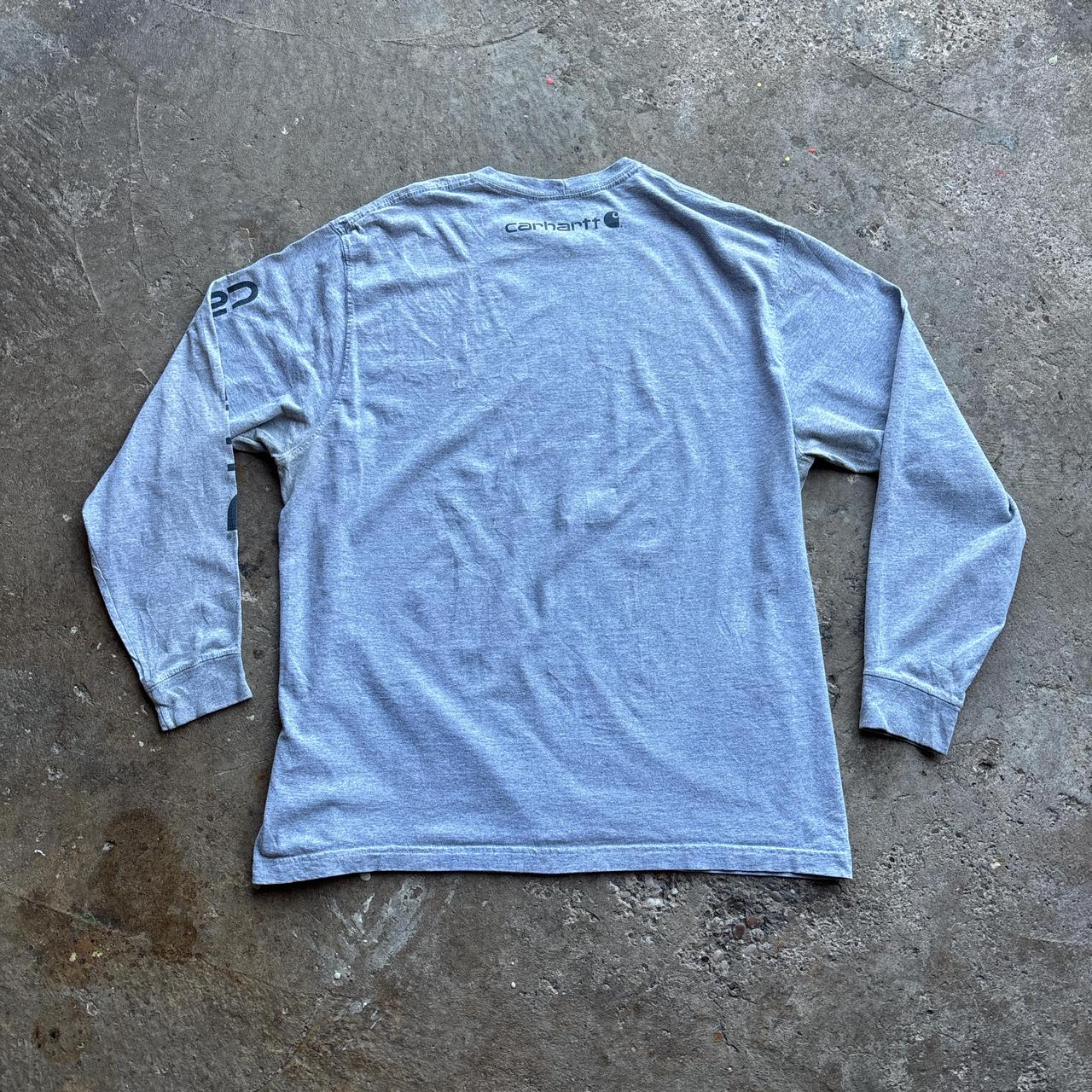 Grey Carhartt Long-Sleeve T-Shirt with Arm Brand Print