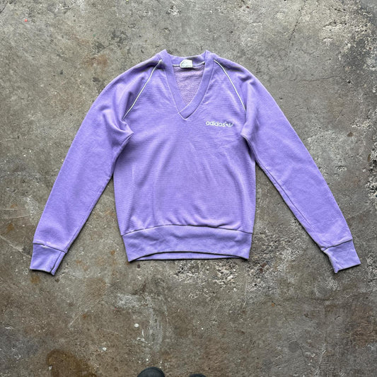 Adidas purple and white V-neck sweatshirt sportswear