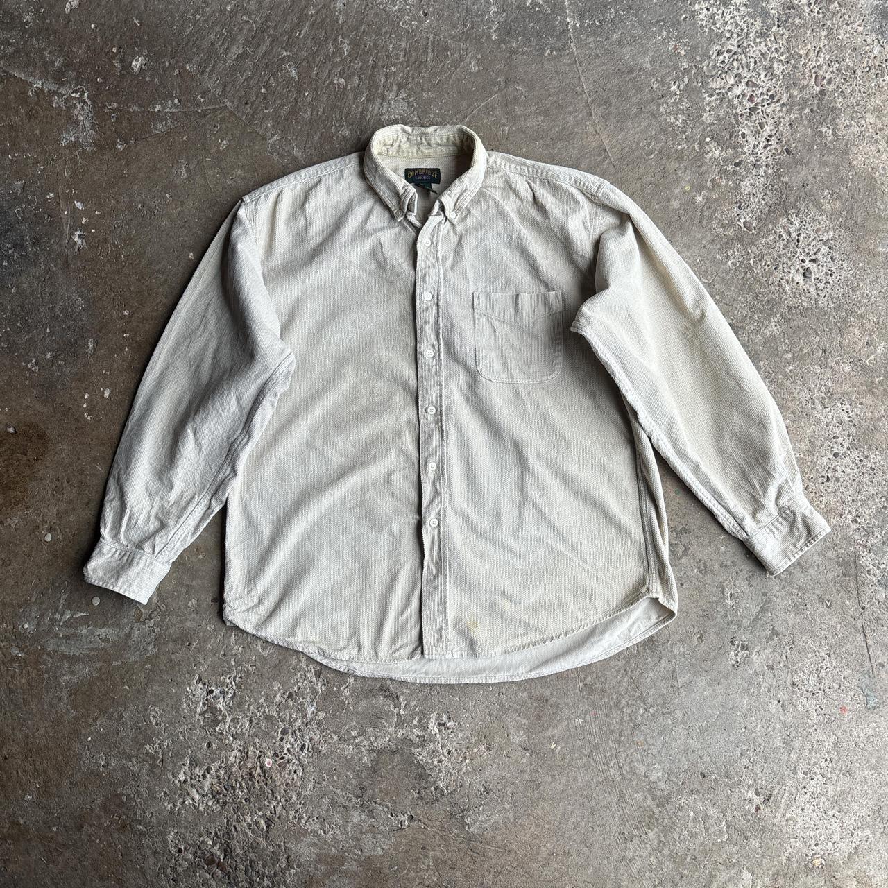 Cream Corduroy Cotton Button Up Shirt - L