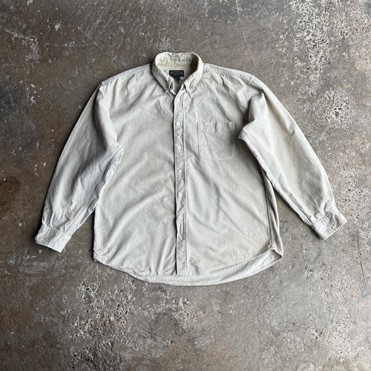 Cream Corduroy Cotton Button Up Shirt - L