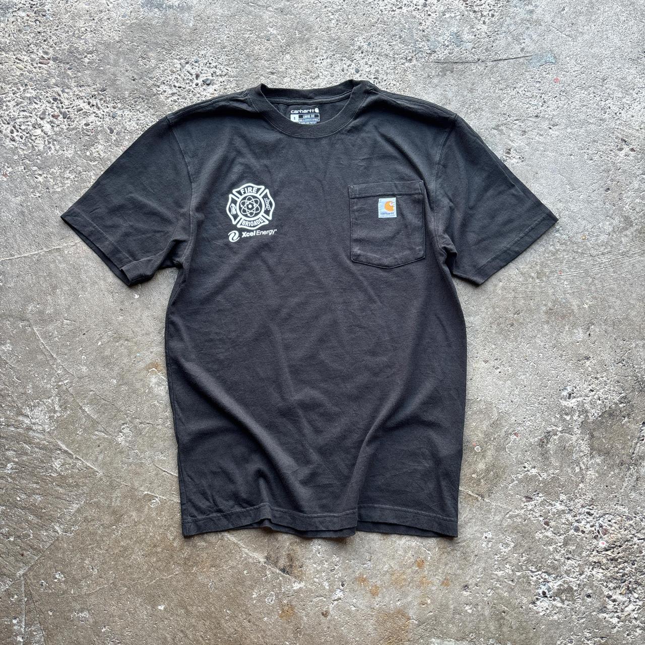 Black Carhartt t-shirt with Prairie Island Fire Brigade graphics - S