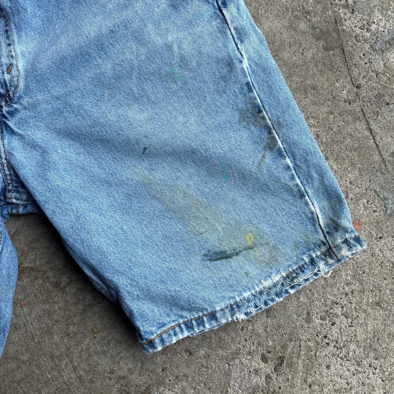 Light Blue Denim Paint Splattered Levi Jean Shorts