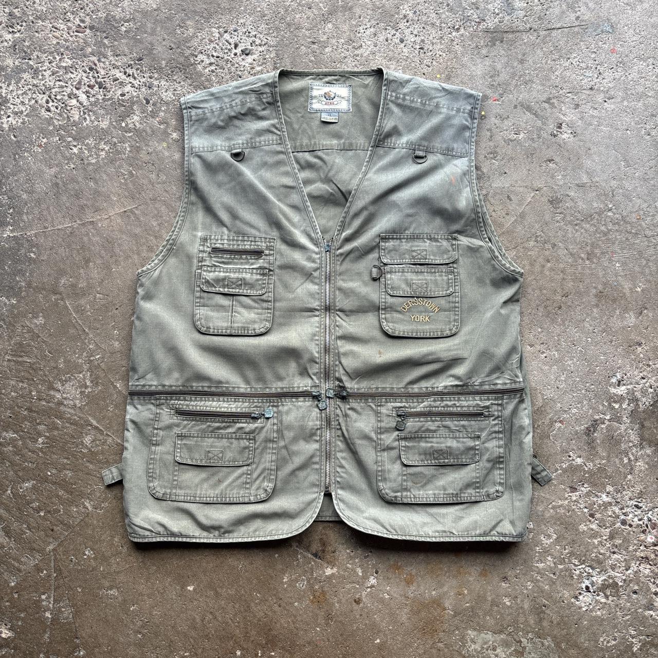 Khaki Green utility vest with embroidered logo - XL