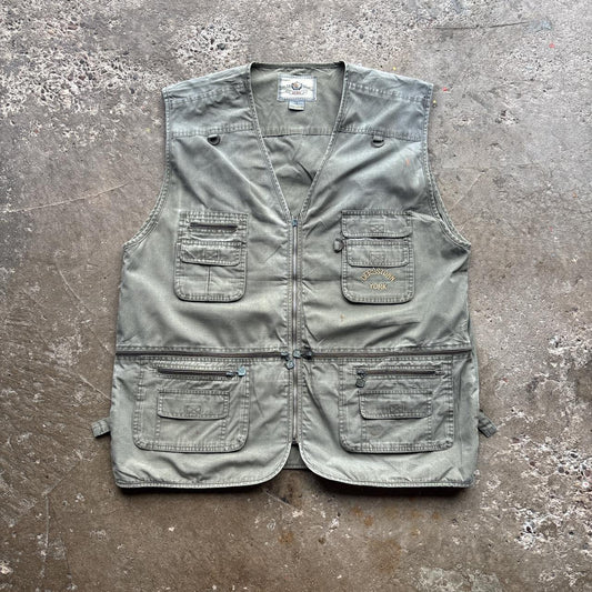 Khaki Green utility vest with embroidered logo - XL