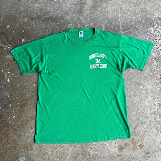 90s Russell Athletic Green ‘Intramural Sports’ single stitch tee