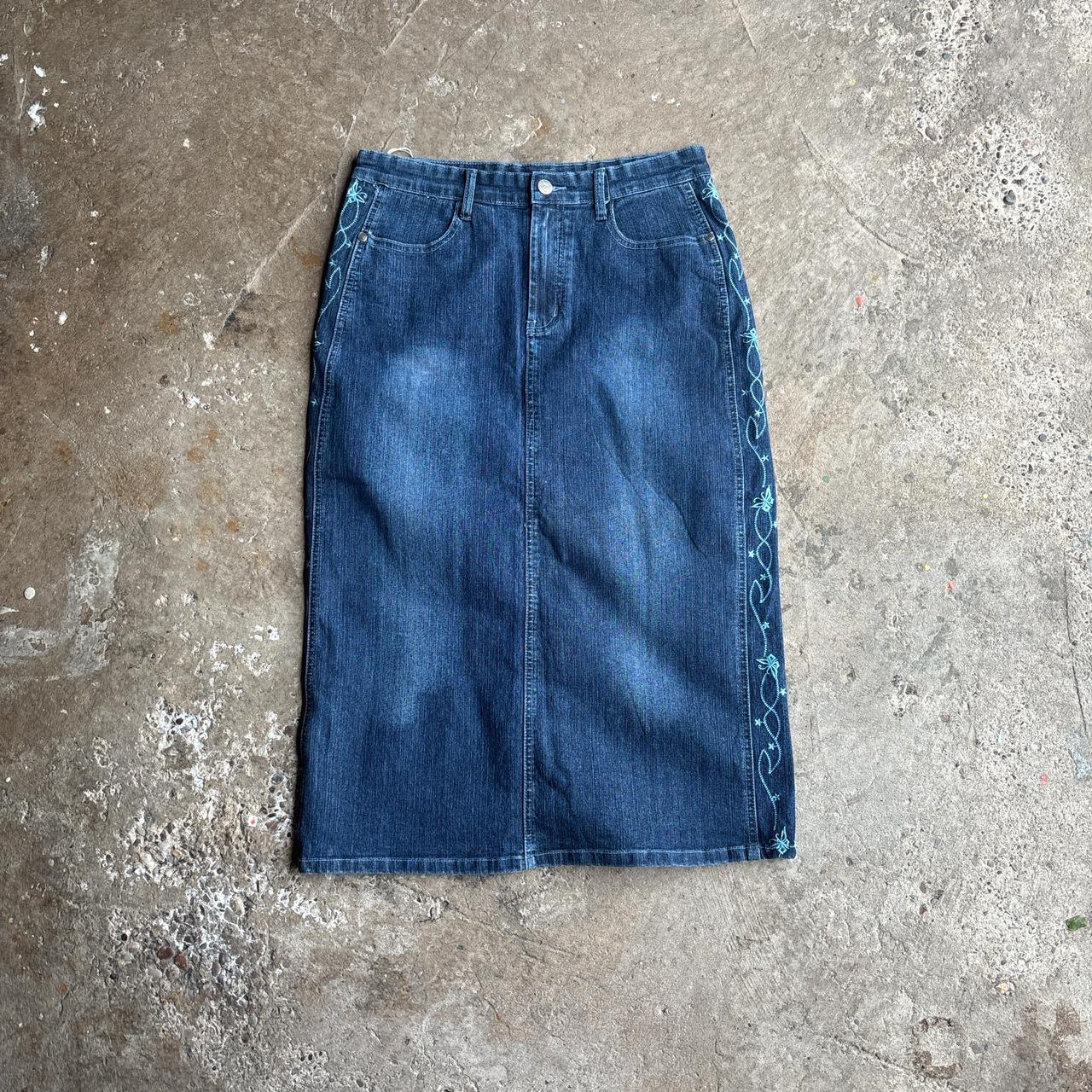 Blue Super Jeans Denim Midi Skirt