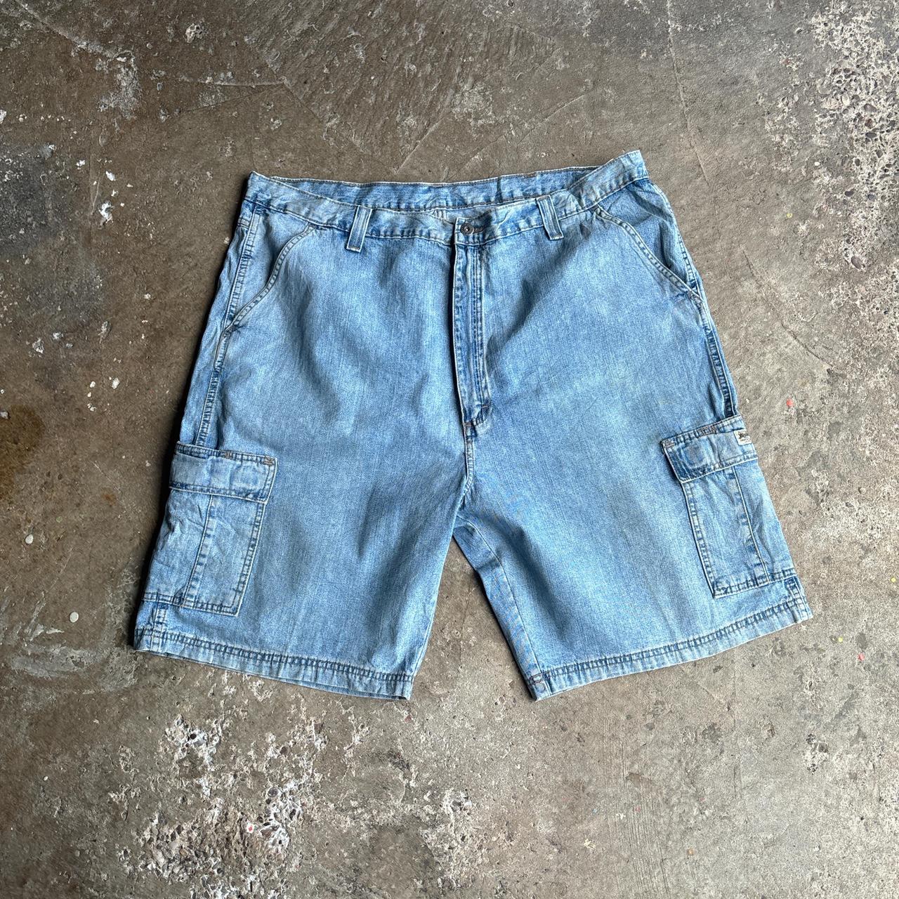 Blue Denim Wrangler Cargo Denim Jean Shorts