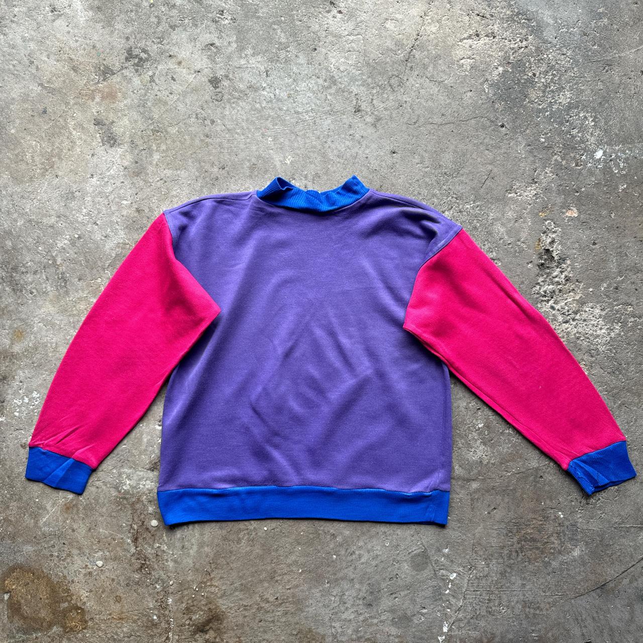 Purple, pink and blue polo sweatshirt