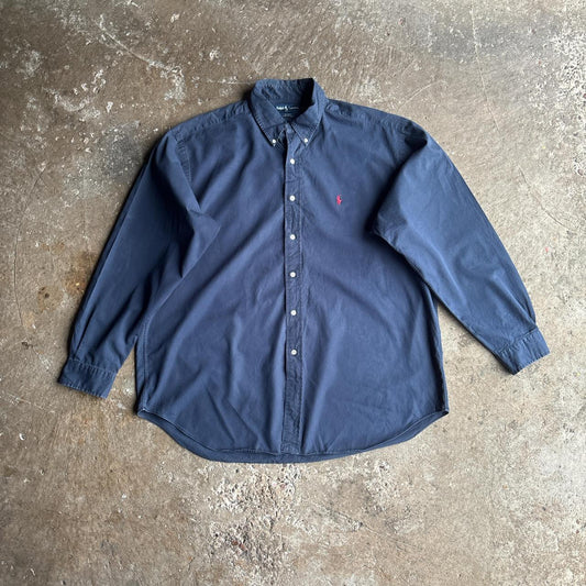 Navy Ralph Lauren Button Up Long-Sleeve Shirt - XL