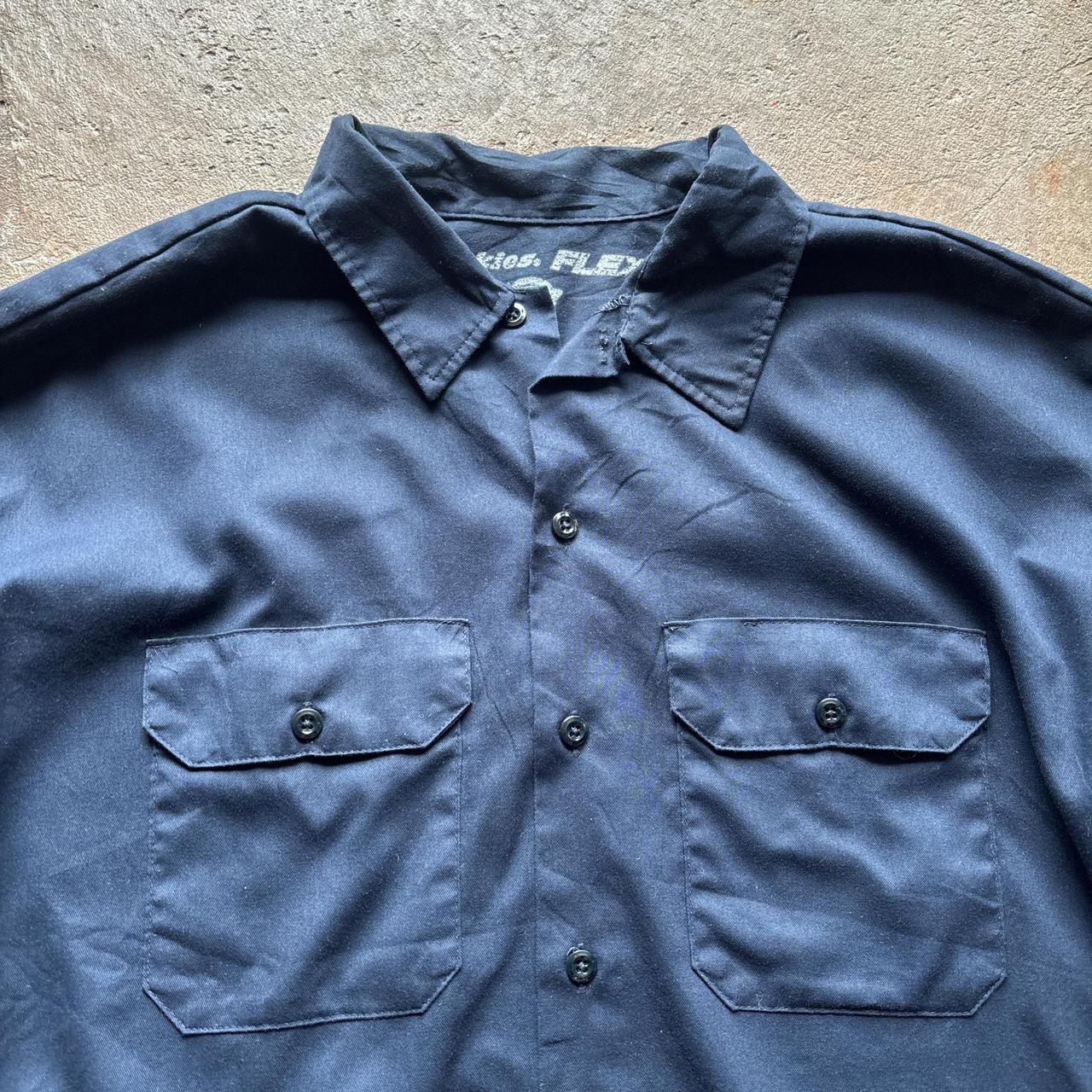 Navy Dickies long sleeve button up shirt - XL