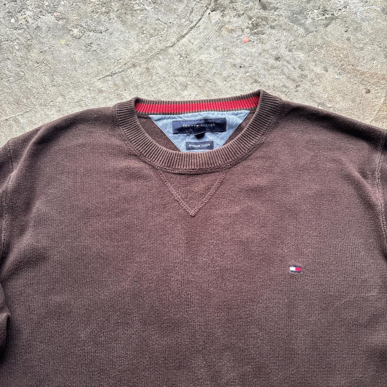 Y2K Brown Tommy Hilfiger knitted sweatshirt - L